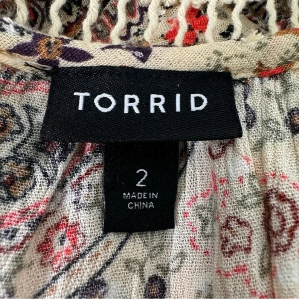 Torrid Babydoll Clip Dot Crinkle Gauze Crochet Neck Top Size 2x - Picture 13 of 16